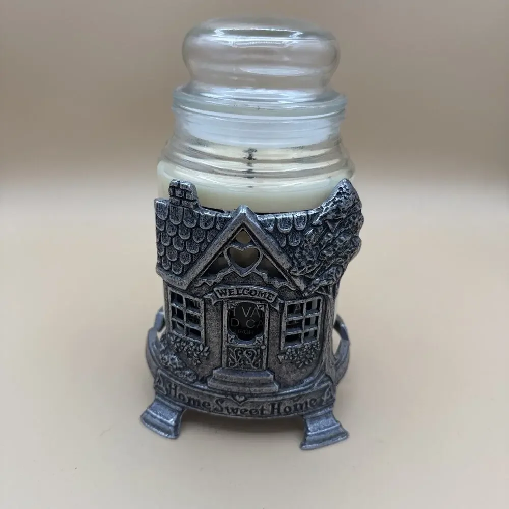 Pewter Jar Candle Holder Home Sweet Home Carson 1996 Yankee Candle Vintage